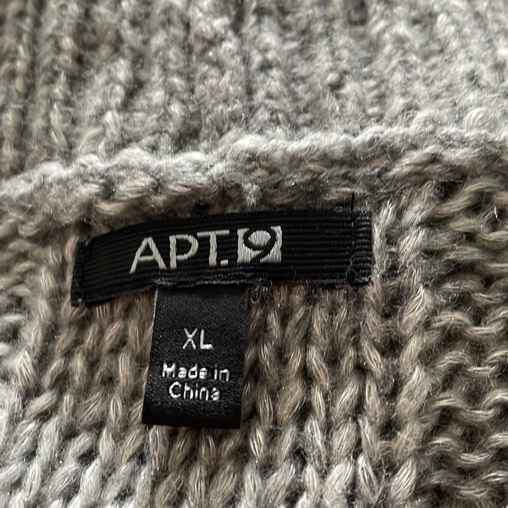 Apt 9 Cardigan Women Size XL Gray Open Front Chunky Cable Knit Pattern Long - Picture 4 of 12